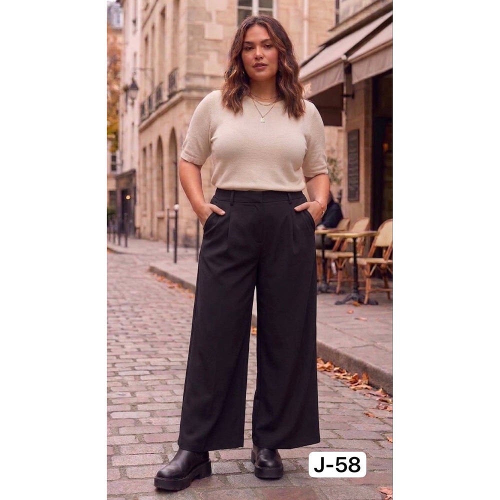 NWT Halara Flex High Waisted Wide Leg Waffle Work Pants Pleated Black Size L